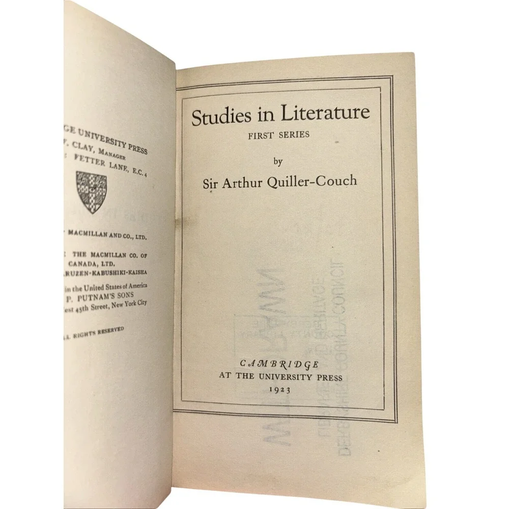 Studies in Literature, First Series (Sir Arthur Quiller-Couch - 1923‎